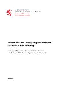 Bericht über die Versorgungssicherheit im Gasbereich in Luxemburg