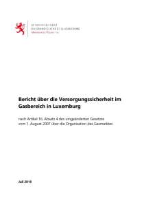Bericht über die Versorgungssicherheit im Gasbereich in Luxemburg 2018